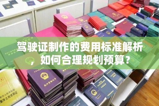 埔心驾驶证制作的费用标准解析，如何合理规划预算？